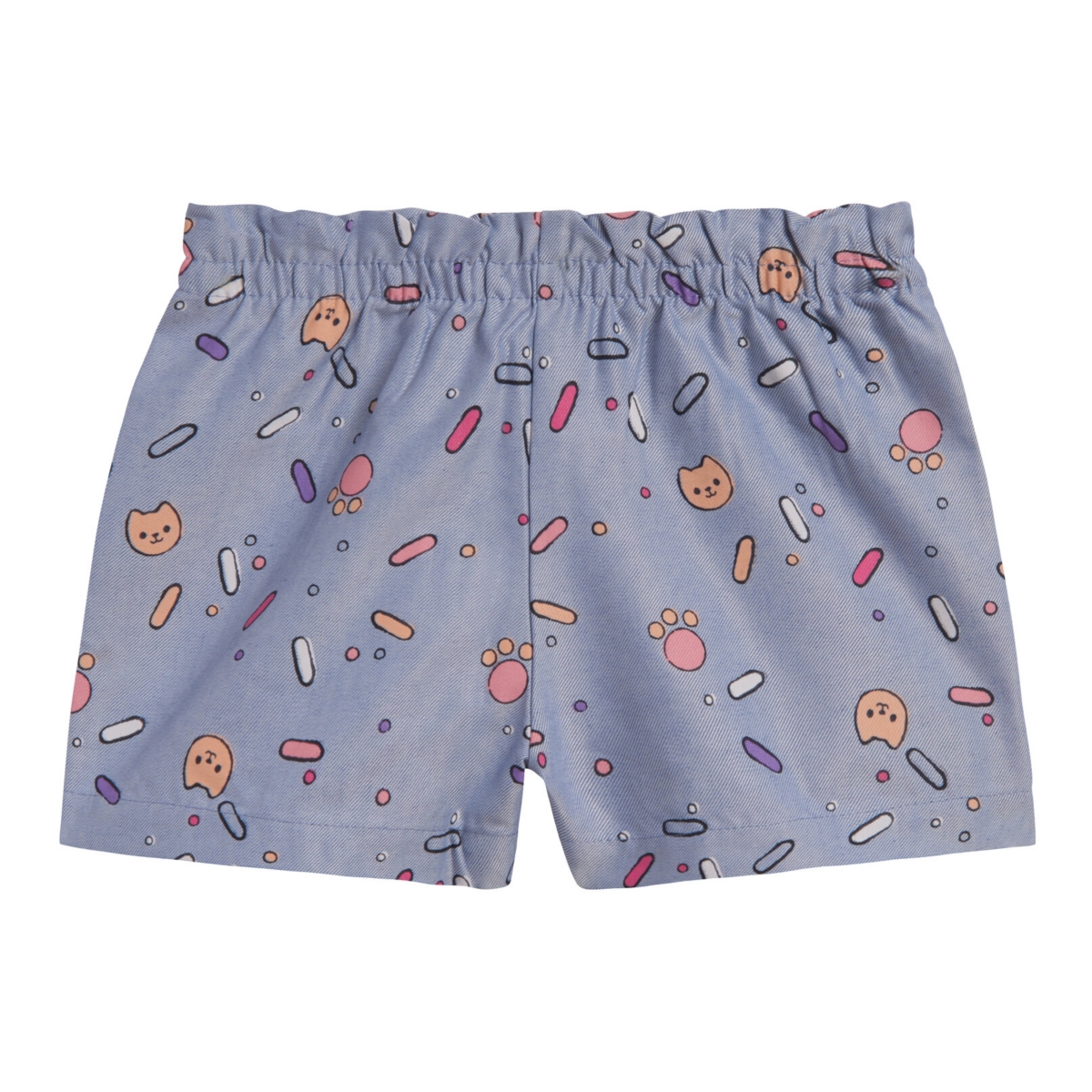 Dreamworks Gabby's Dollhouse Girls Pandy Paws Cakey Cat T-Shirt and Chambray Shorts Outfit Set to -/ blue