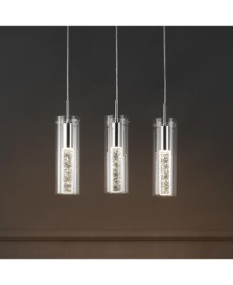 Mium 21.63" 3-Light Modern Style Iron/Crystal/Glass Integrated LED Linear Pendant, Chrome