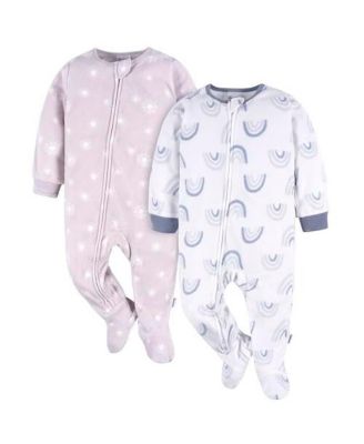 Baby Girls Footed Blanket Sleepers, 2-pack