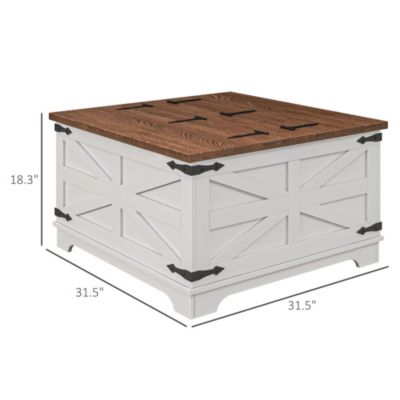 Table with Flip Top Hidden Storage, Square Center Table