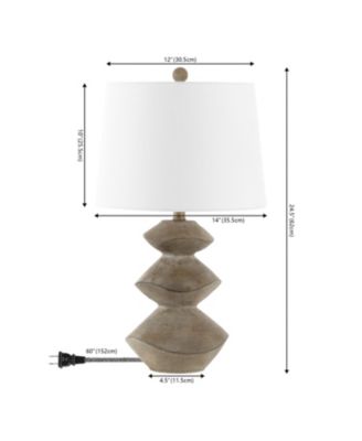 Laken 24.5" Minimalist Coastal Resin/Iron 3-Stack Cairn LED Table Lamp, Brown Wood Finish