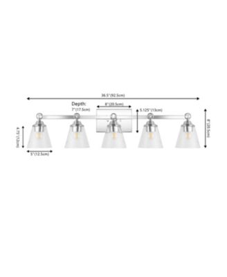 Marion 36.5" 5-Light Hurricane Metal/Seeded Glass LED Vanity Light, Chrome