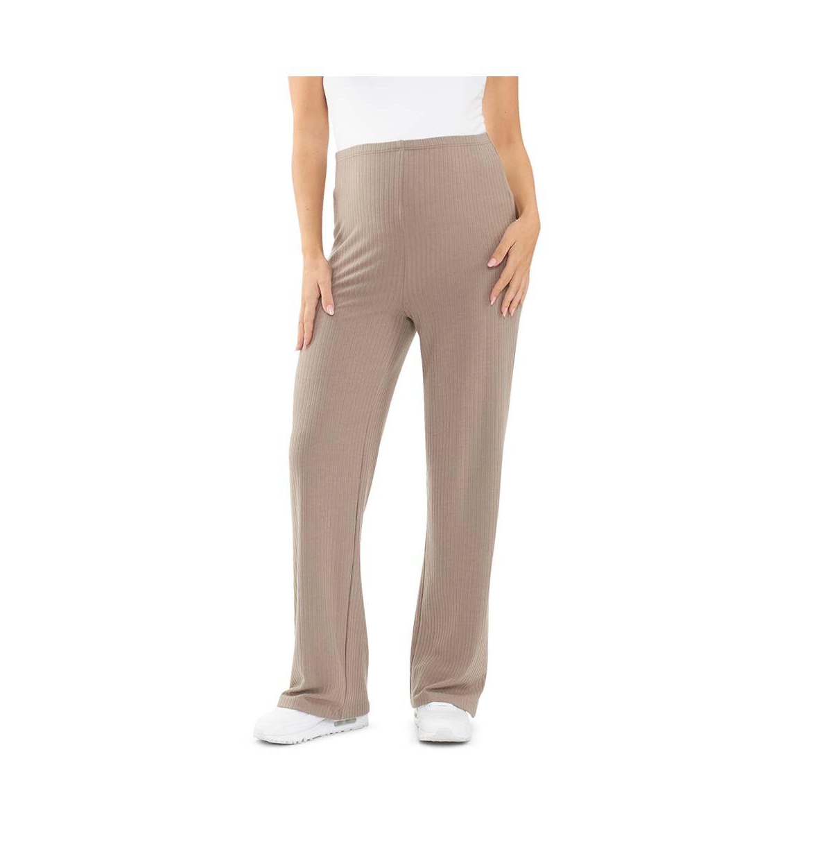 Maternity Ripe Cindy Rib Straight Leg Pant Taupe - Taupe