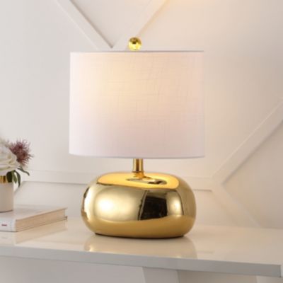 Calix 20" Mid-Century Glam Ceramic/Iron LED Table Lamp, Gold
