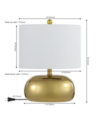 Calix 20" Mid-Century Glam Ceramic/Iron LED Table Lamp, Gold