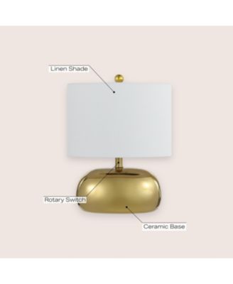 Calix 20" Mid-Century Glam Ceramic/Iron LED Table Lamp, Gold