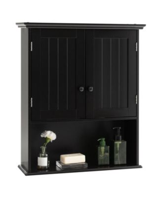2-Door Wall Mount Bathroom Storage Cabinet with Open Shelf