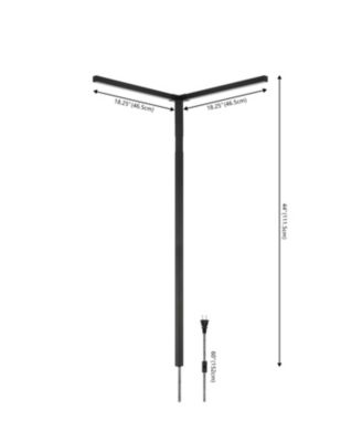 Madsen 18.25" 2-Light Modern Minimalist Iron Integrated Plug-In LED Sconce for Ceiling Corner with App/Remote Controllers, Black