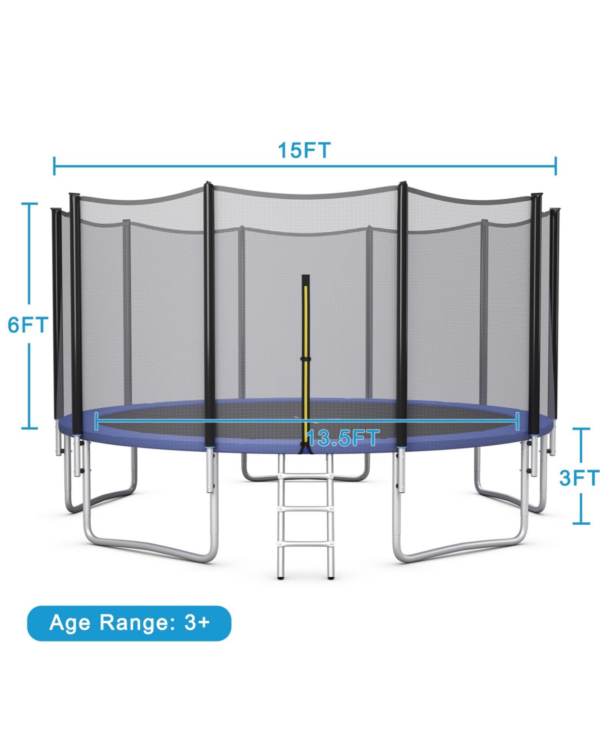 Skonyon 8/10/12/14/15 Feet Outdoor Trampoline Bounce Combo with Safety Closure Net Ladder