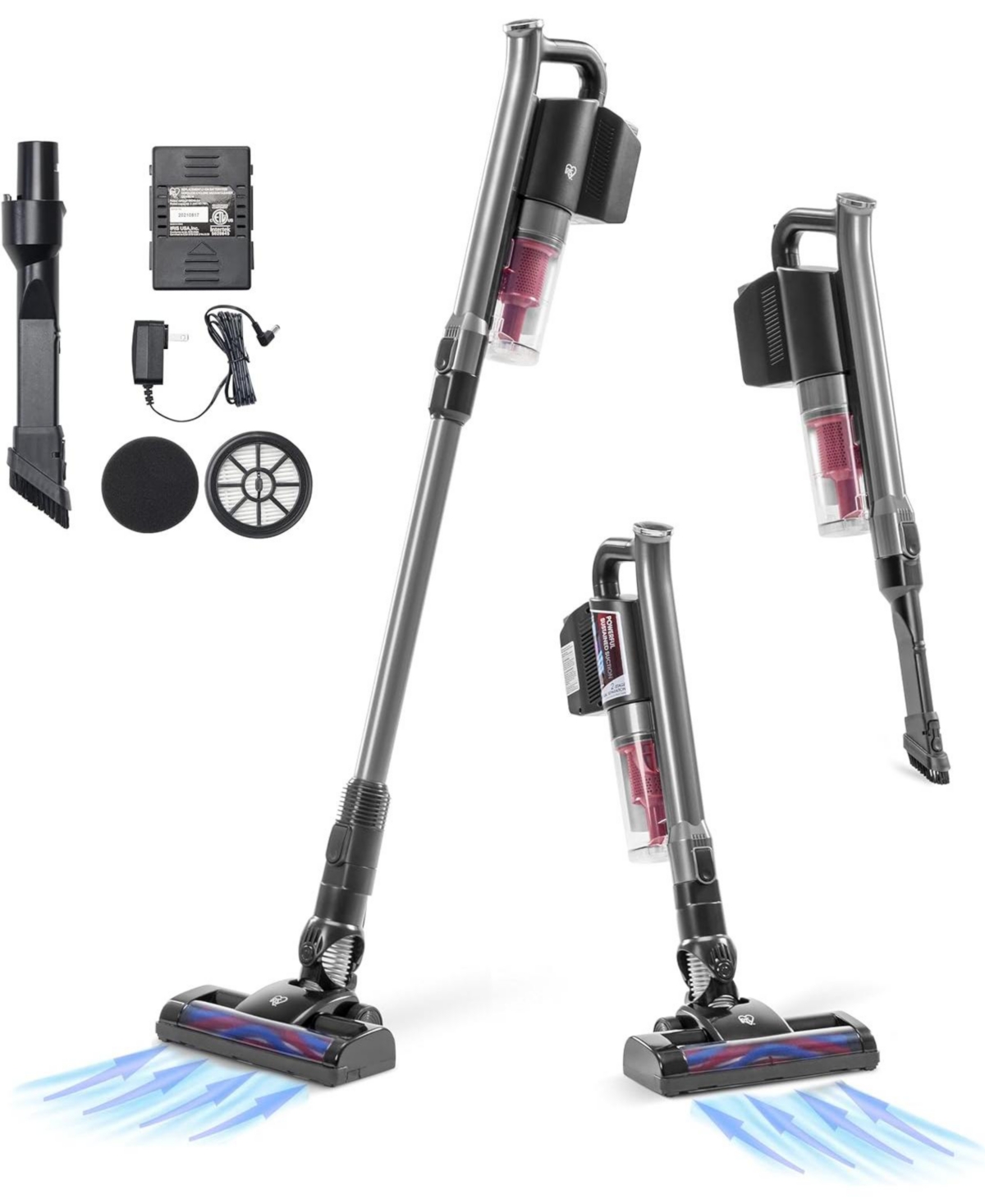 Usa Power Brush Cordless Stick Vacuum for Low-profile Carpet Rugs and Hard Floors, 4-in-1 Attachments, 9000Pa Suction Led Indicator, 60K Rpm 35 M