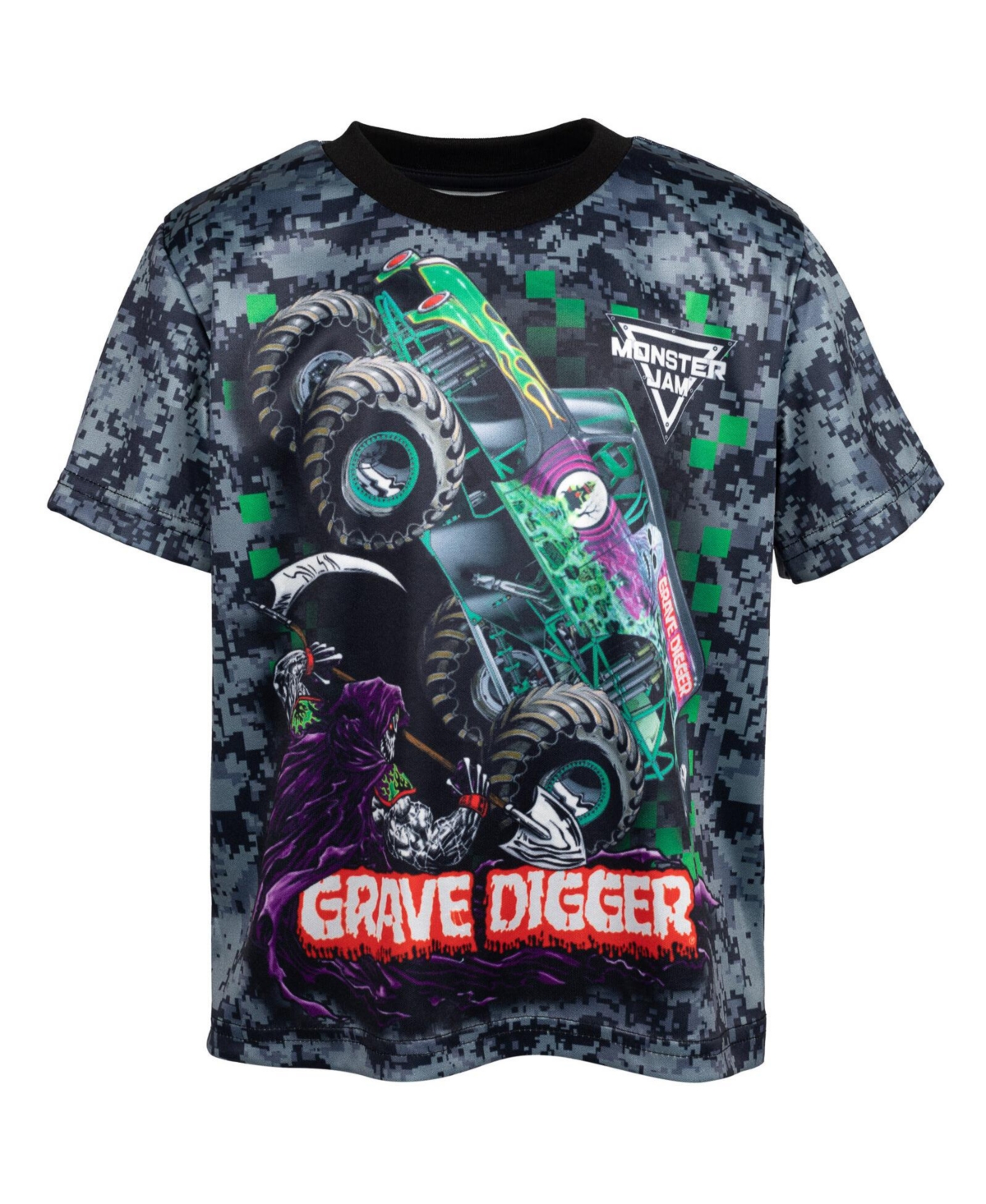 Monster Jam Toddler Boys 3 Pack T-Shirts to Grave Digger El Toro Loco Megalodon -yellow