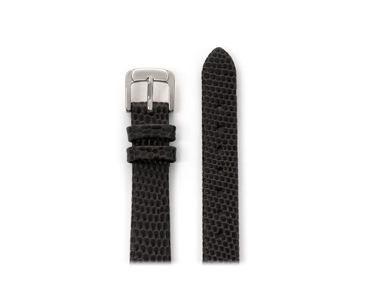 Ladies Lizard Grain Band 14mm White - Black
