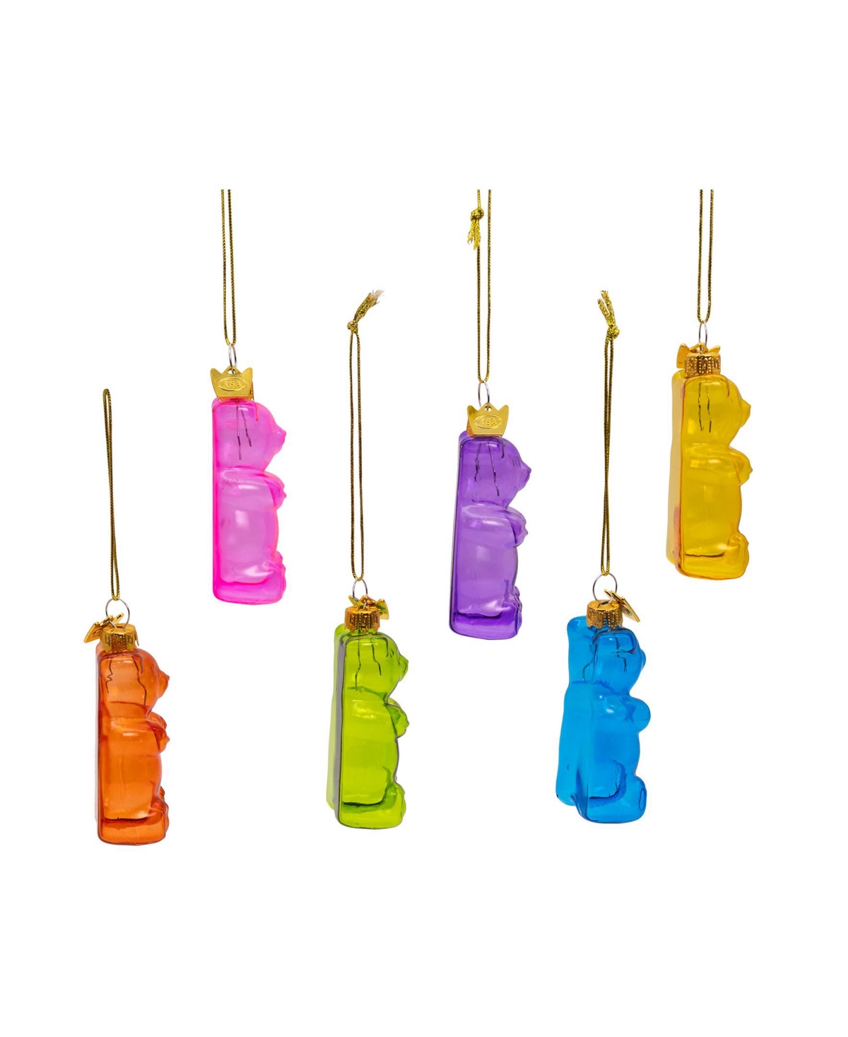 Kurt Adler Noble Gems Glass Gummy Bear Ornaments 6-piece Set In Multicolored