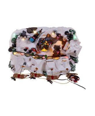 7.3-Inch Battery Operated Multicolor LED Lighted Musical Santa and Sleigh Table Piece