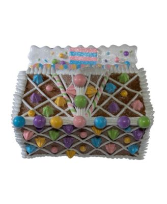 8.07-Inch Battery Operated LED Lighted Gingerbread Bubblegum Factory