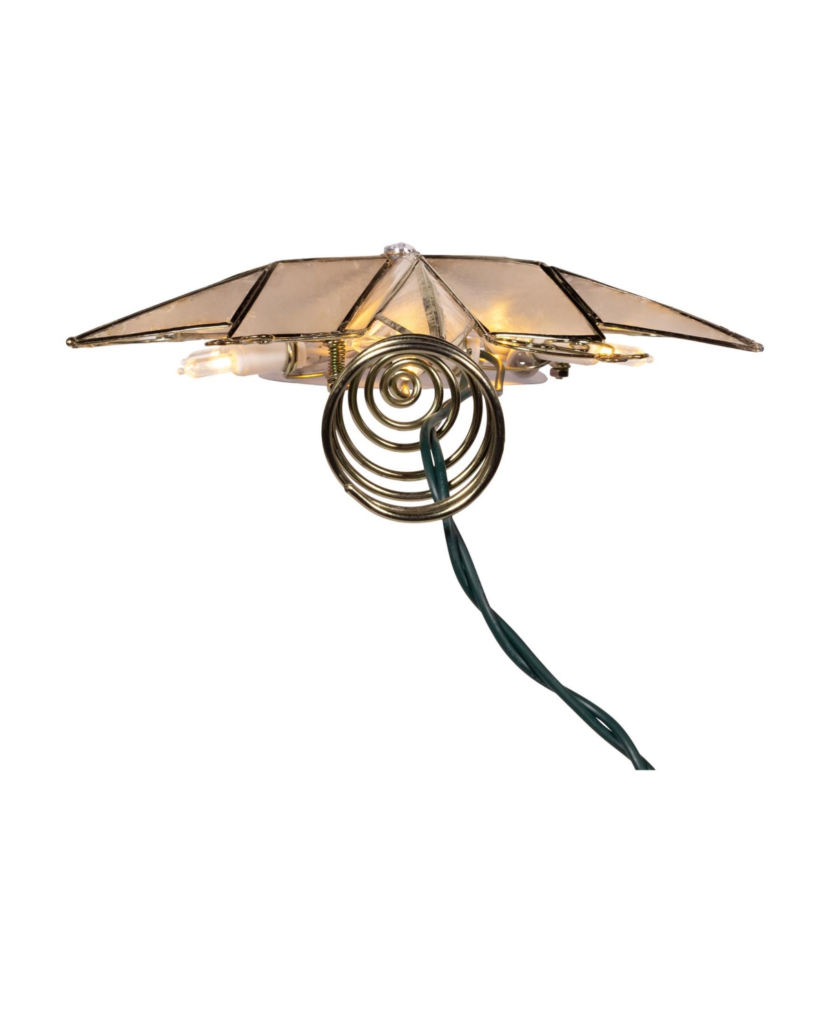 Kurt Adler 10-Light Led 6-Point Brass Plated Capiz Star With Scroll Design Tree Topper