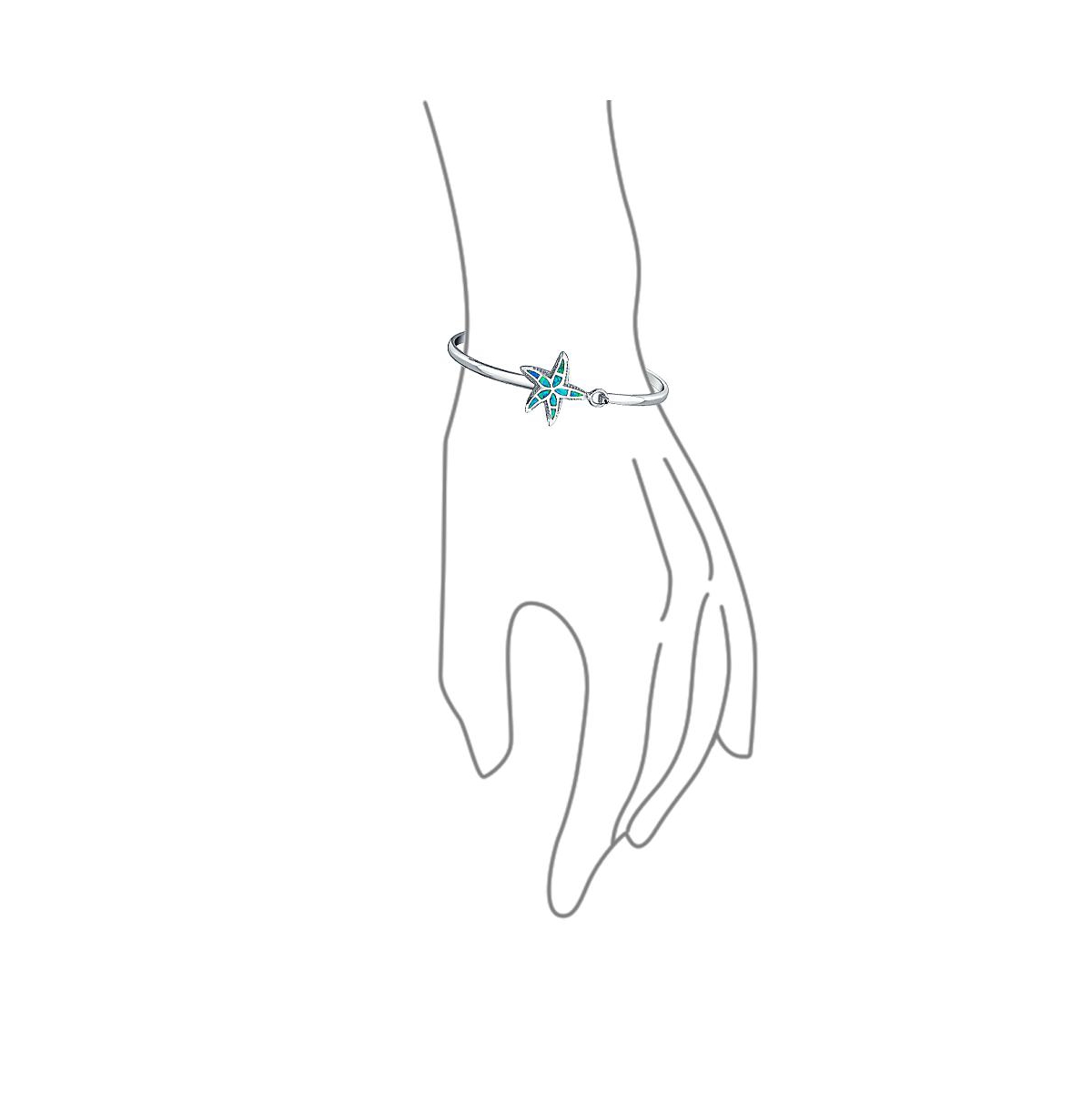 Bling Jewelry Nautical Beach Starfish Synthetic BlueBangle Bracelet For Women Sterling Silver - Opal