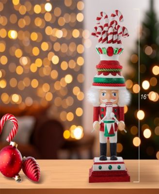 16-Inch Hollywood Candy Cane Hat with Drum Nutcracker