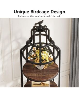 4-Tier Narrow Tall Bookshelf, Rustic Small Bookcase Corner Book Shelf, Freestanding Display Shelves for Living Room, Home Office, Kitchen, Small Space