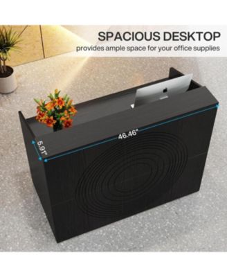 Reception Desk with Counter, Modern Front Desk Table with Cable Grommet for Lobby, Salon, Retail, Home Office