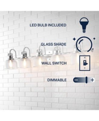 Virginia 42.75" 5-Light Metal/Glass LED Vanity Light, Chrome