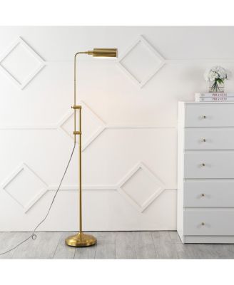 Zinnia 63" Industrial Minimalist Height-Adjustable Iron Pharmacy LED Floor Lamp, Brass Gold