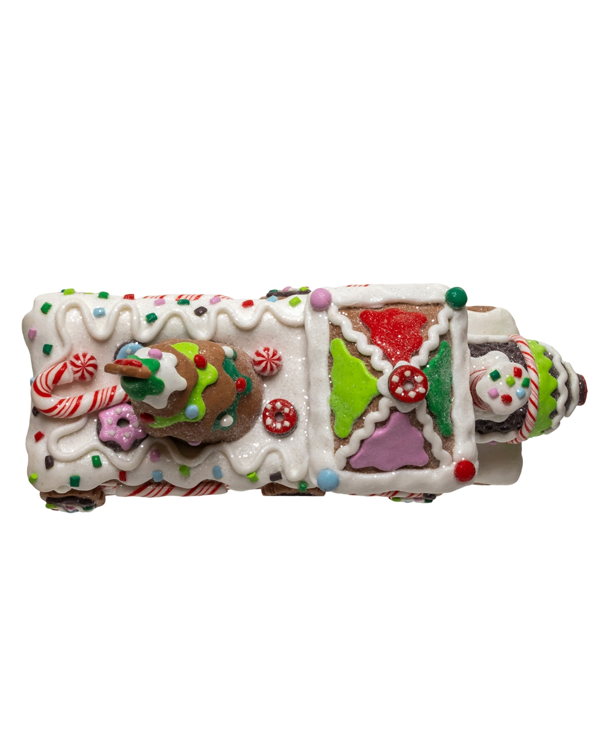 Kurt Adler 7-inch Led Gingerbread Train With Tree Table Piece In Brown