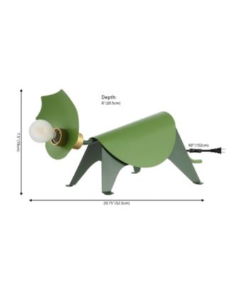 Gretchen 7.5" Modern Industrial Iron Triceratops LED Kids' Lamp, Green