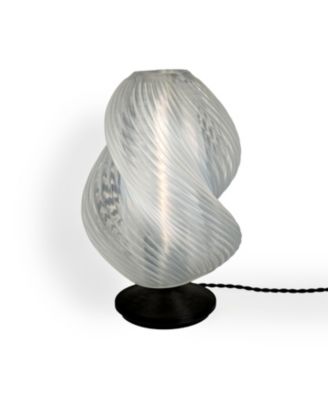 Gema 13.5" Mid-Century Coastal Plant-Based PLA 3D Printed Dimmable LED Table Lamp, Dark Smoke/Black