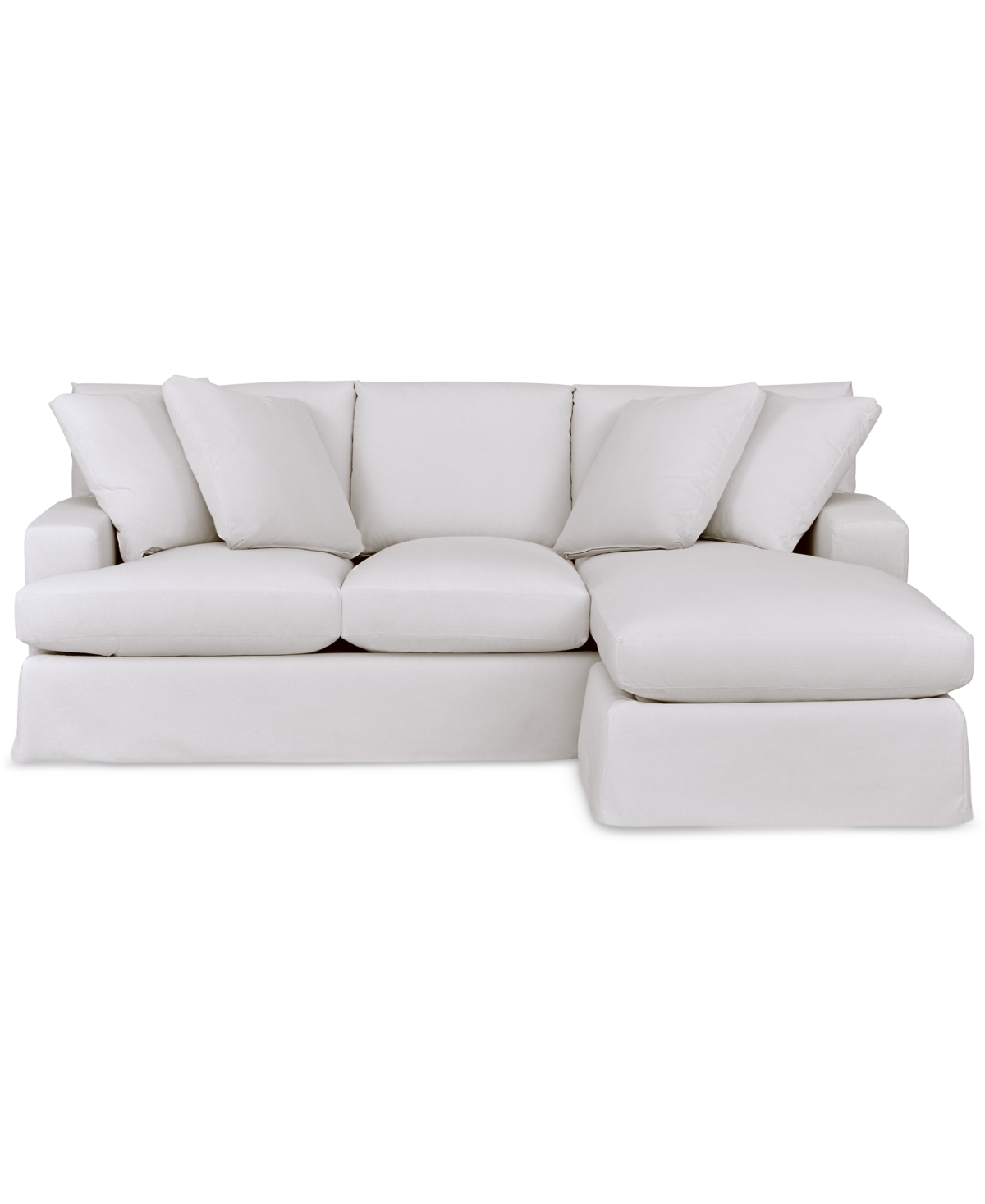 Macy's Brenalee 93" Performance Fabric Slipcover Reversible Chaise Sofa With Four Pillows In Lily White