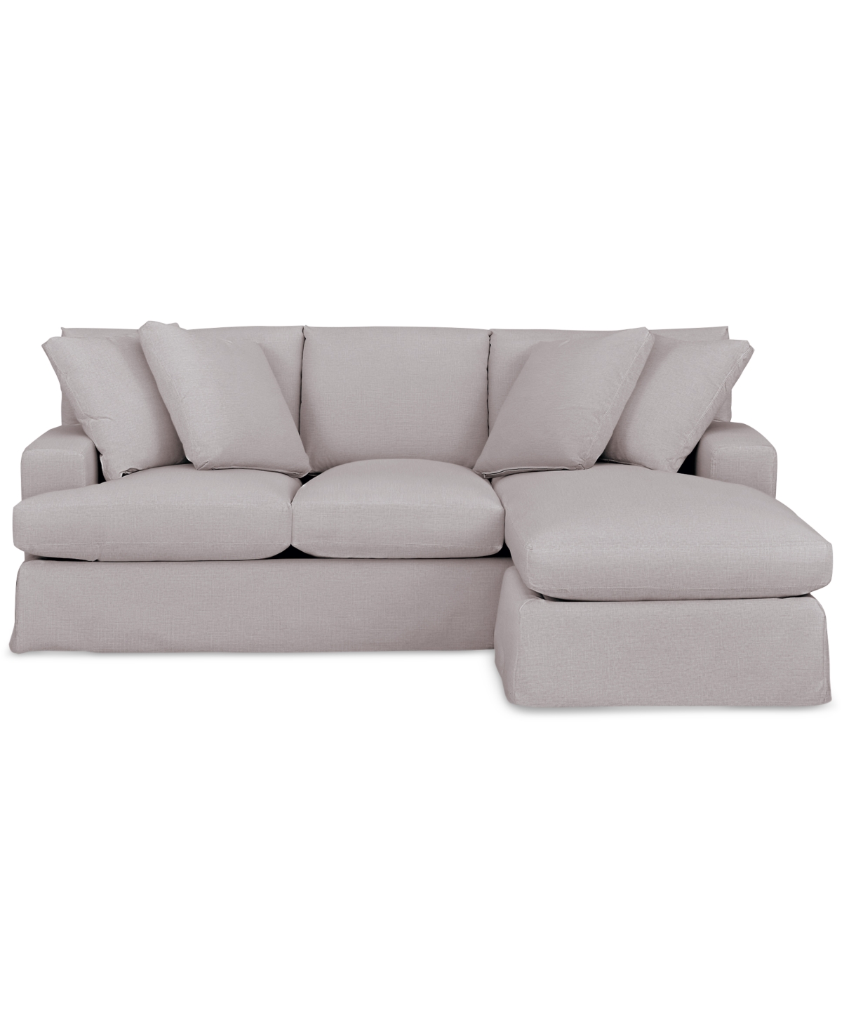 Macy's Brenalee 93" Performance Fabric Slipcover Reversible Chaise Sofa With Four Pillows In Lena Glacier