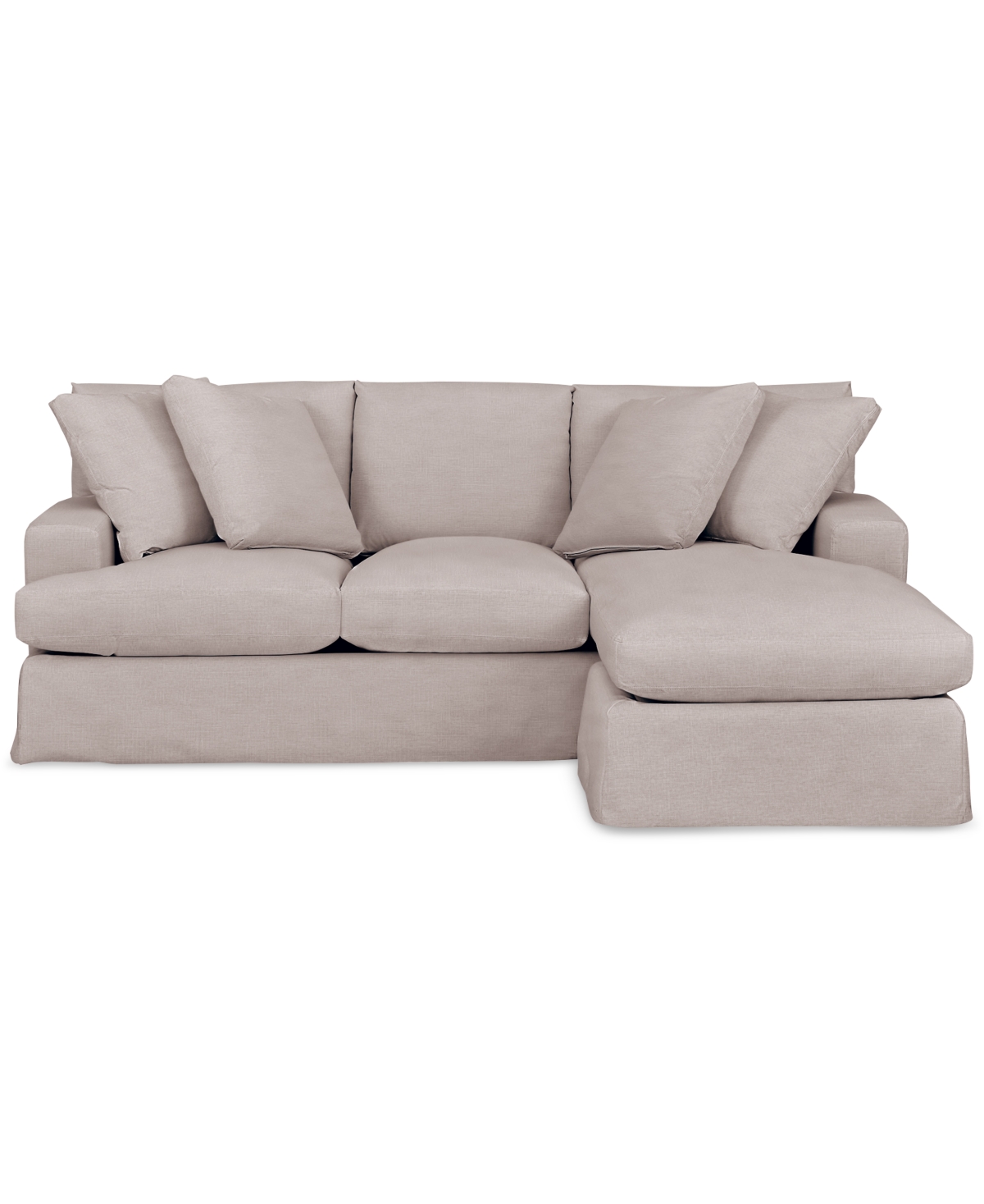 Macy's Brenalee 93" Performance Fabric Slipcover Reversible Chaise Sofa With Four Pillows In Lena Linen
