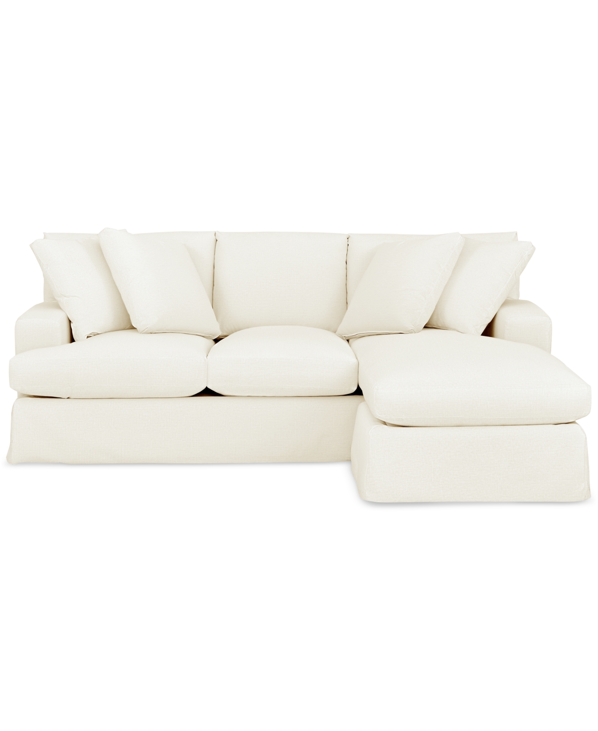 Macy's Brenalee 93" Performance Fabric Slipcover Reversible Chaise Sofa With Four Pillows In Lena Off White