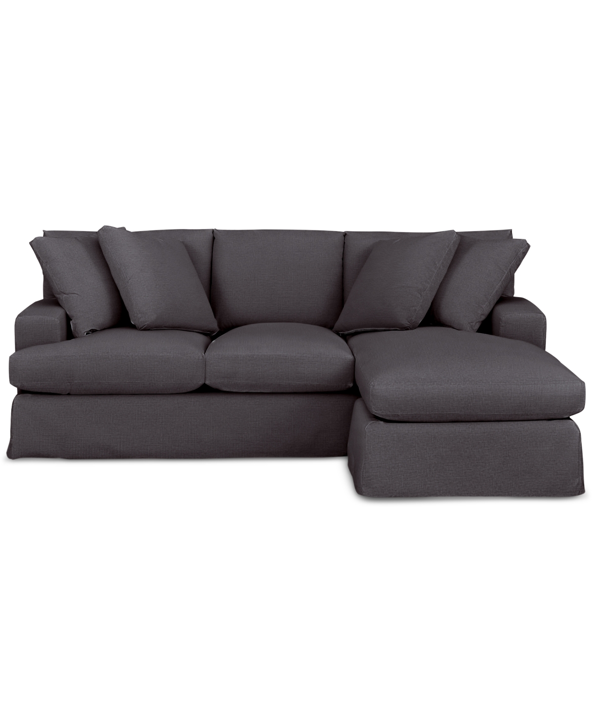 Macy's Brenalee 93" Performance Fabric Slipcover Reversible Chaise Sofa With Four Pillows In Lena Pewter