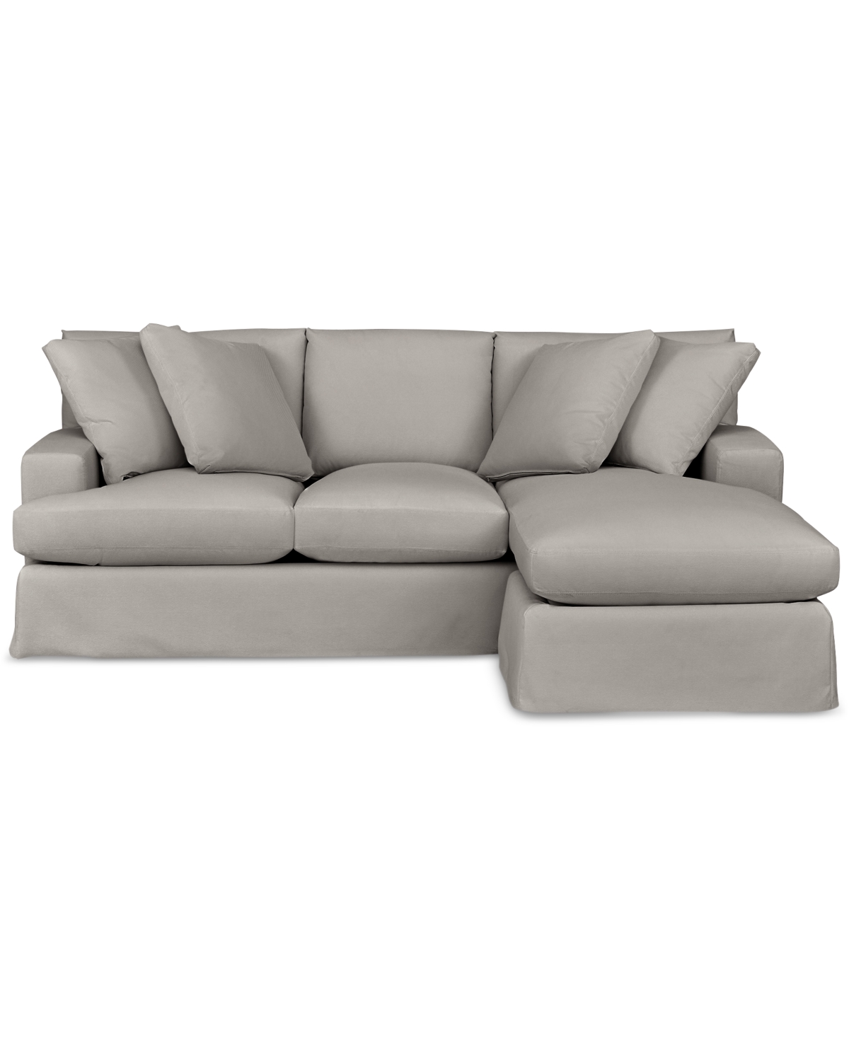Macy's Brenalee 93" Performance Fabric Slipcover Reversible Chaise Sofa With Four Pillows In Lily Fog