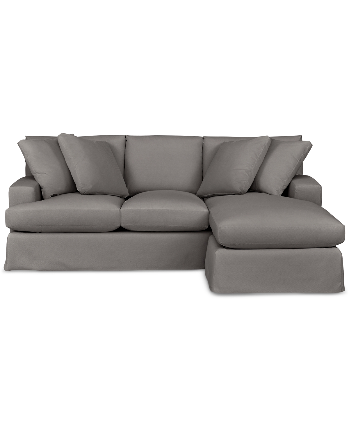 Macy's Brenalee 93" Performance Fabric Slipcover Reversible Chaise Sofa With Four Pillows In Lily Granite