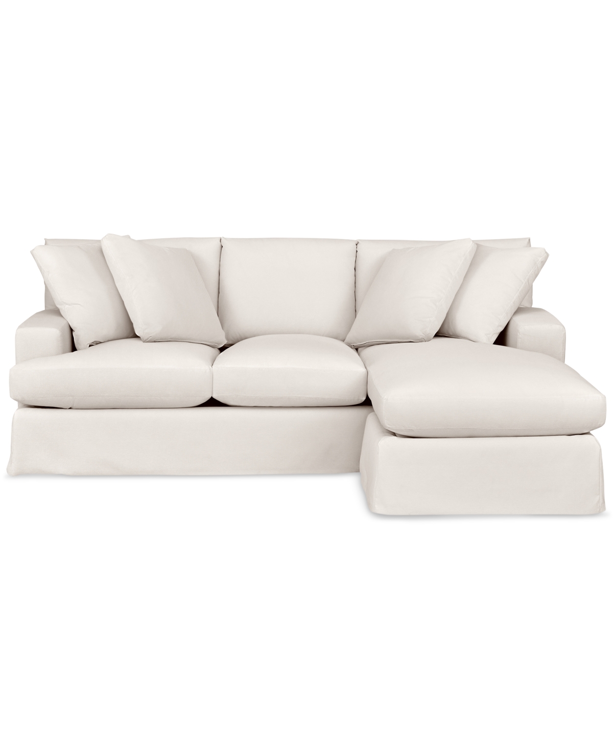 Macy's Brenalee 93" Performance Fabric Slipcover Reversible Chaise Sofa With Four Pillows In Lily Natural