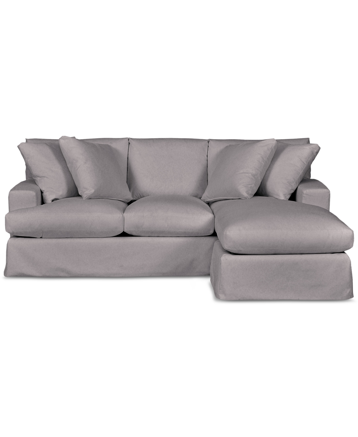 Macy's Brenalee 93" Performance Fabric Slipcover Reversible Chaise Sofa With Four Pillows In Peyton Slate