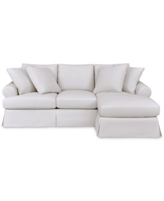 Brenalee 96" Roll Arm Performance Fabric Slipcover Reversible Chaise Sofa with Four Pillows