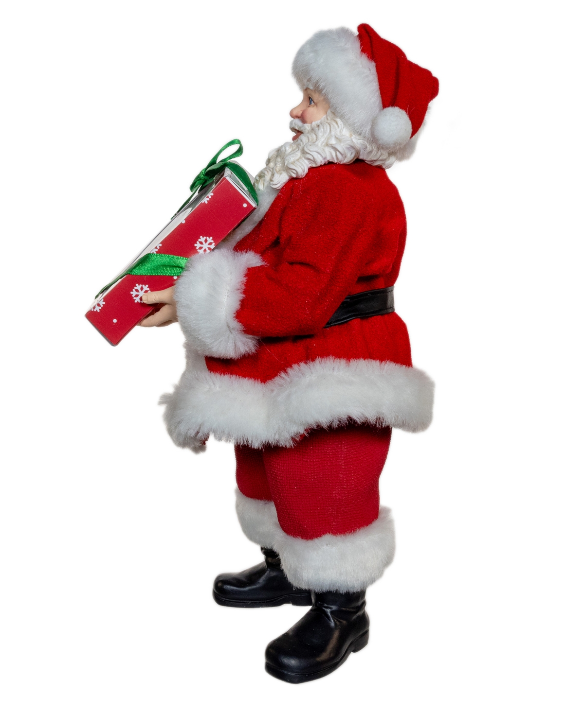 Kurt Adler 10.5-inch Fabriche Santa With Box Of Donuts In Red