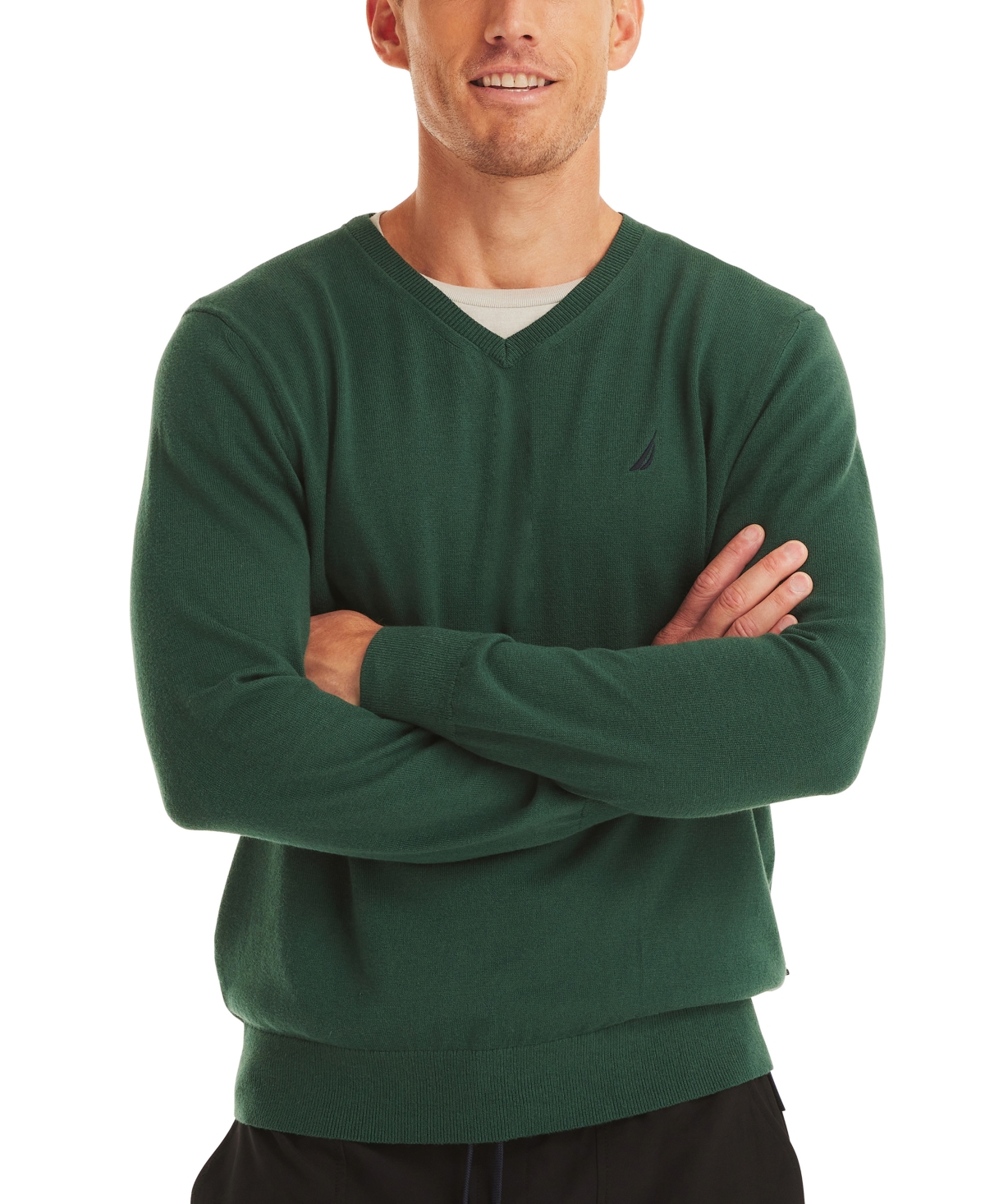 Nautica Men's Navtech Performance Classic-fit Soft V-neck Sweater In Rainforest Green