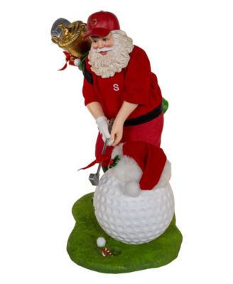 11-Inch Fabrich&eacute; Golfer Santa with Oversized Golf Ball