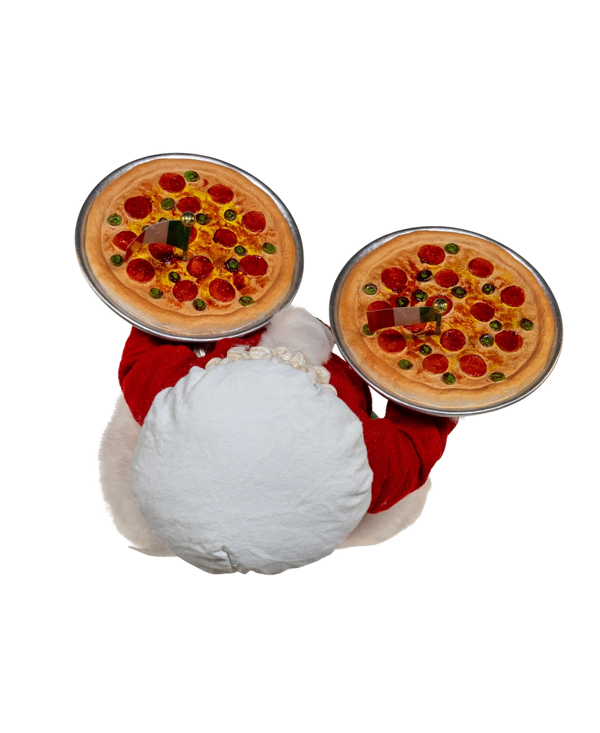 Kurt Adler 11-inch Fabriche Chef Santa Holding Two Trays Of Pizza In Red