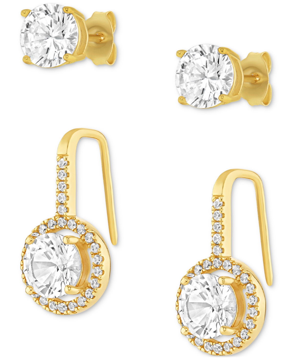 Giani Bernini 2-Pc. Set Cubic Zirconia Halo Drop & Solitaire Stud Earrings, Created for Macy's