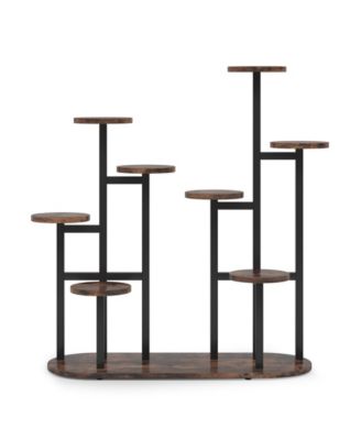 Plant Stand Indoor, Multi-Tiered 11 Potted Plant Shelf Flower Stands, Tall Plant Rack Display Holder Planter Organizer for Garden Balcony Living Room, Rustic Brown