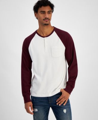 Sun + Stone Men's Long Sleeve Colorblocked Raglan Henley, Created for ...