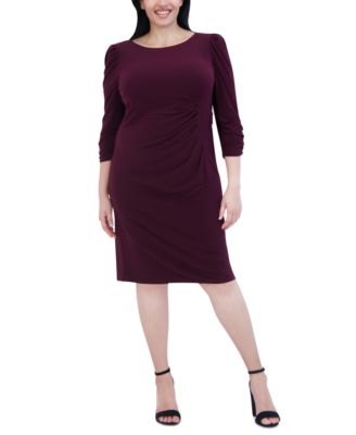 Jessica Howard - Plus Size Hardware-Trim Side-Pleated Dress