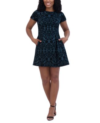 jessica howard petite fit and flare dress Jessica Howard Petite Printed Jewel-Neck Fit & Flare Dress