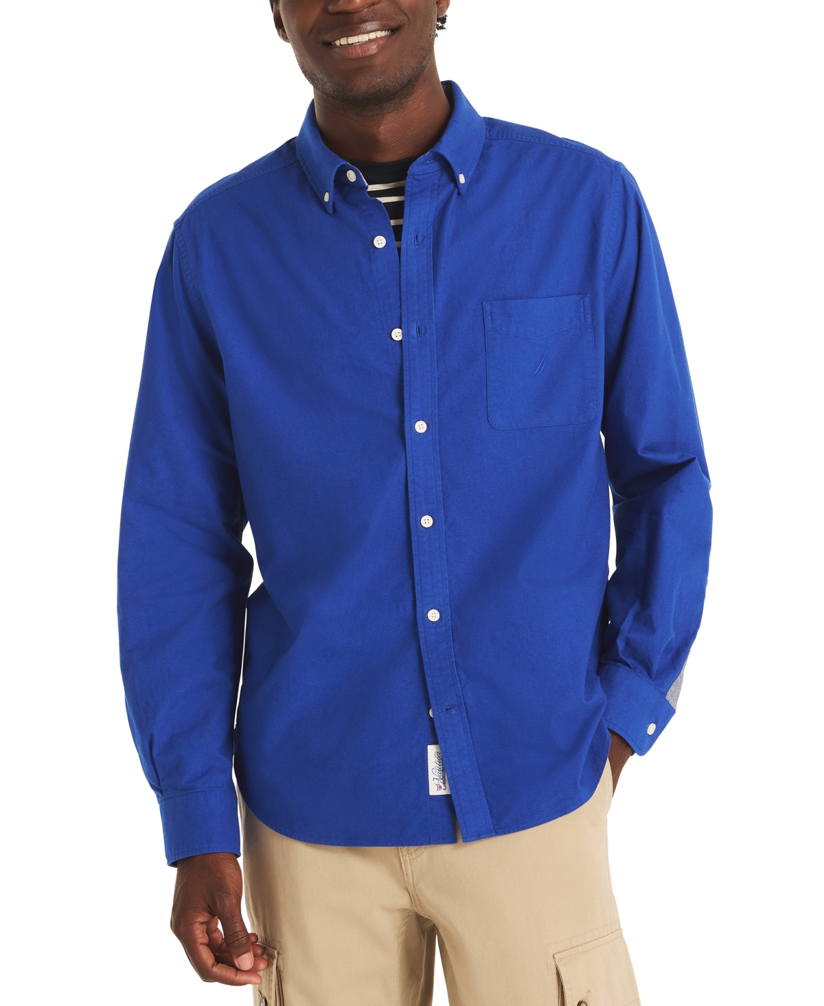 Men's Relaxed-Fit Long Sleeve Button-Down Oxford Shirt - Bright Cobalt