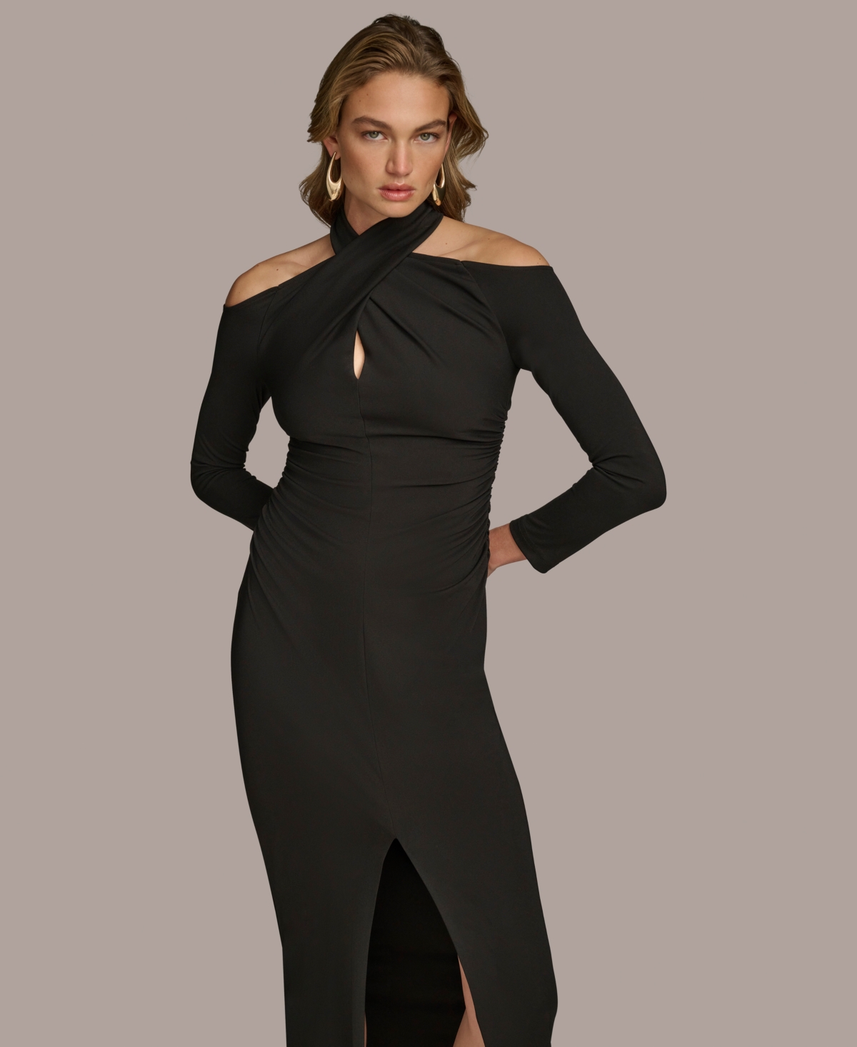 Donna Karan New York Women's Cold-Shoulder Gown